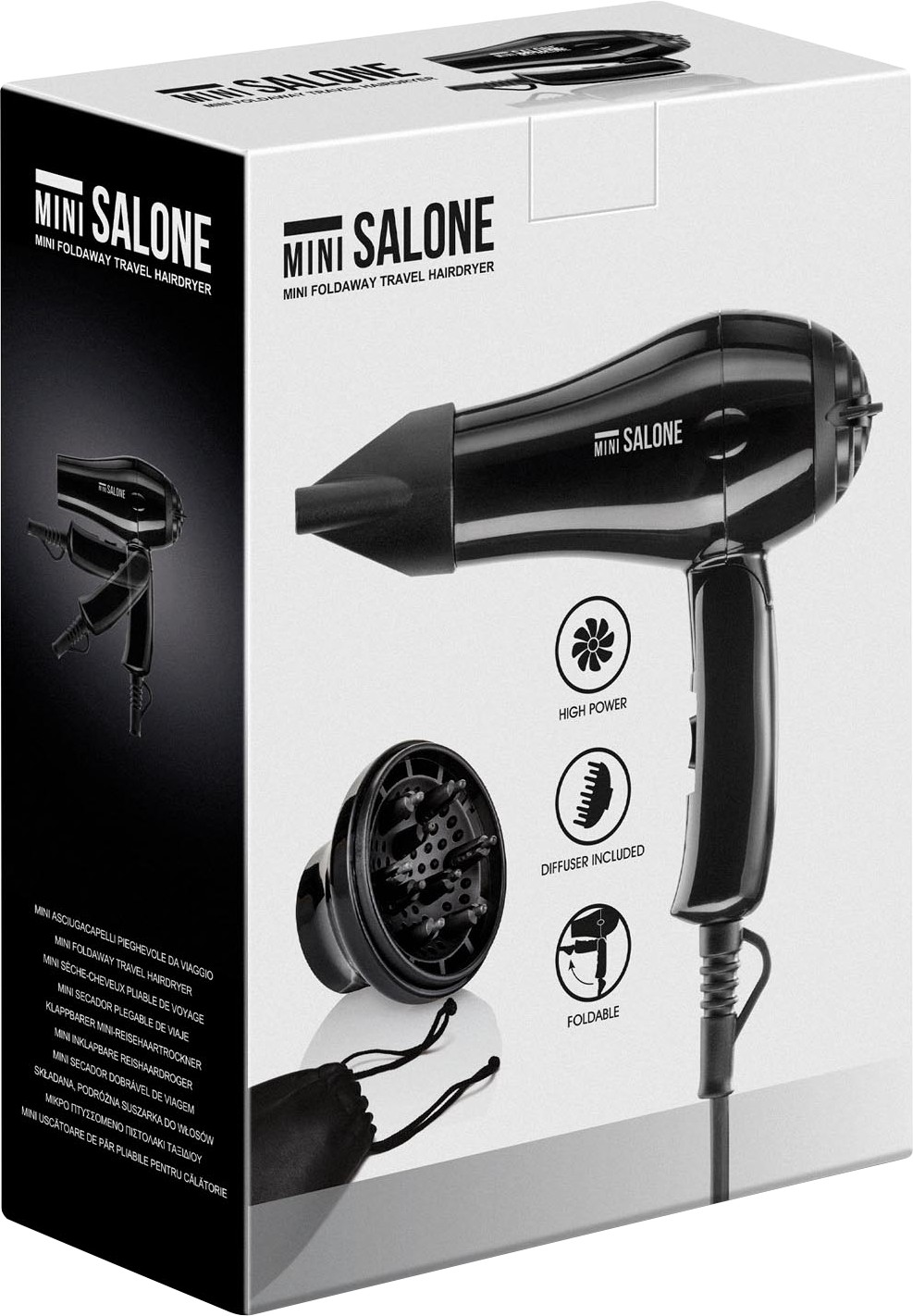  XanitaliaPro Mini Salone Klappbarer Reisehaartrockner Schwarz 