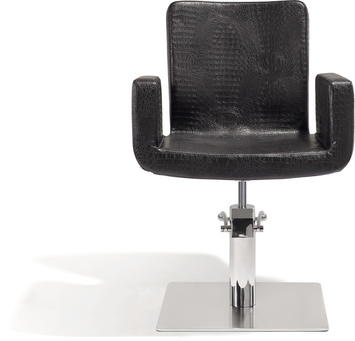  Sibel Attractio Friseurstuhl Kroco-Schwarz mit Quadratischer Basis 
