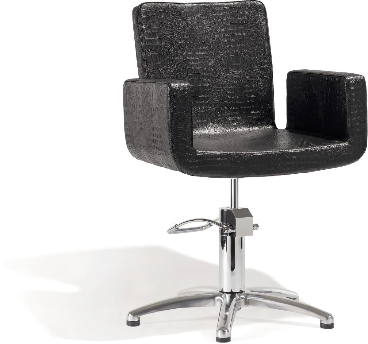  Sibel Attractio Friseurstuhl Kroco-Schwarz mit 5-Stern-Basis 