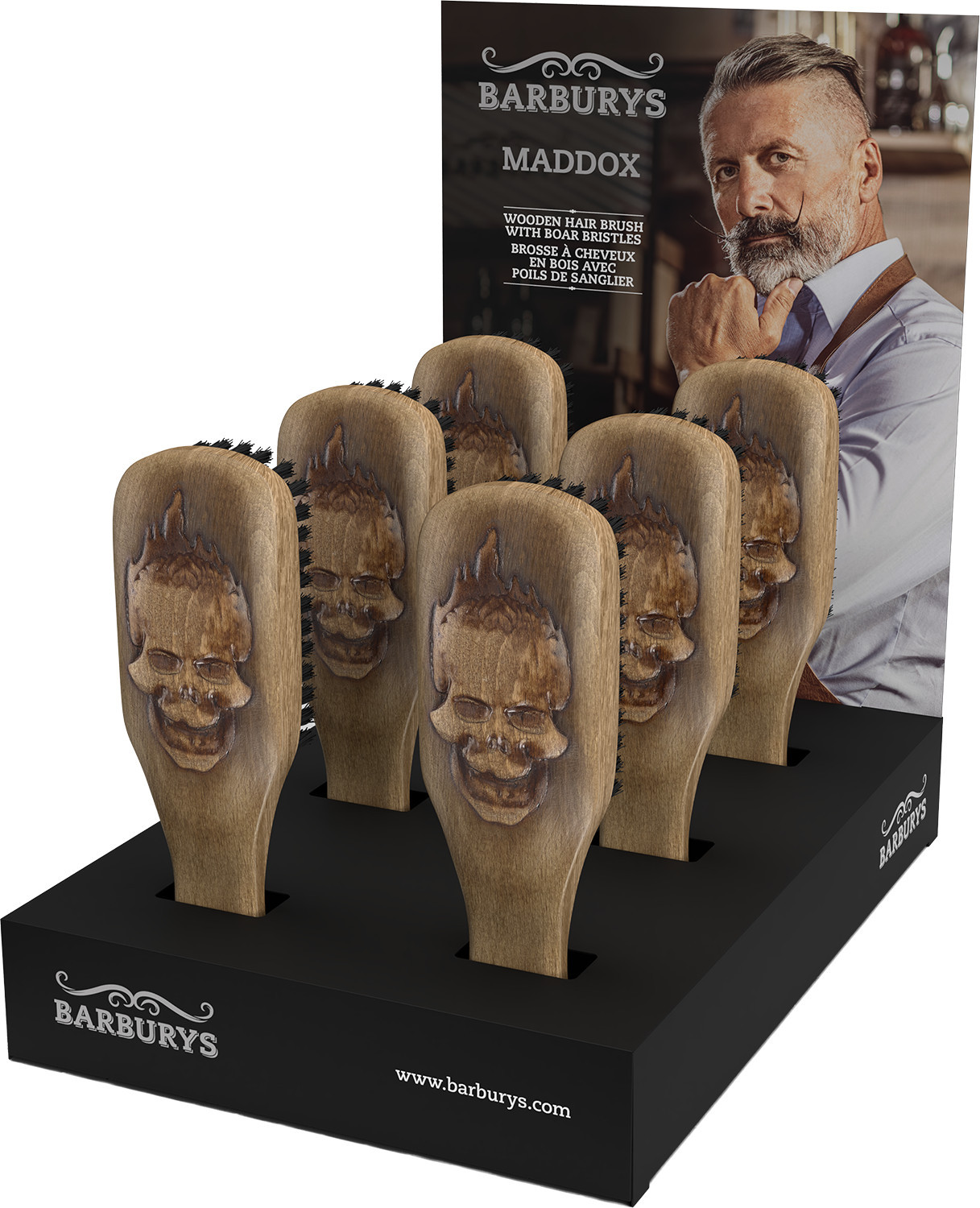 Barburys Barbierb&uuml;rste Maddox 6er-Display 