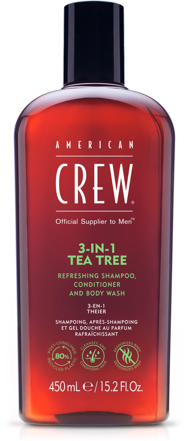  American Crew 3-in-1 Tea Tree Shampoo, Conditioner & Bodywash 
