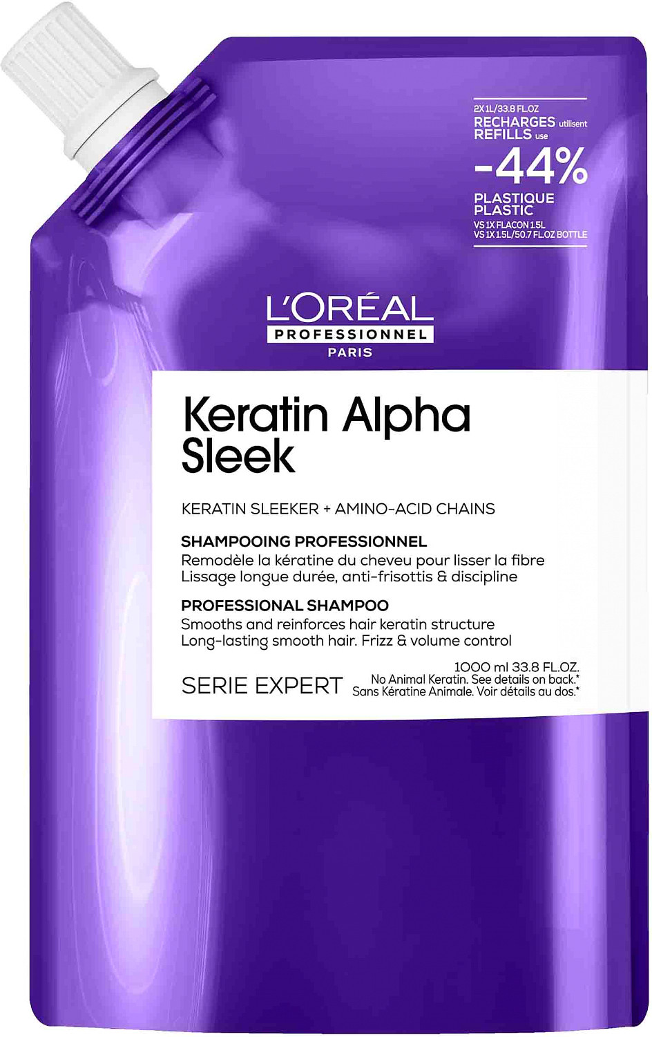  Loreal Keratin Alpha Sleek Shampoo Refill 1000 ml 