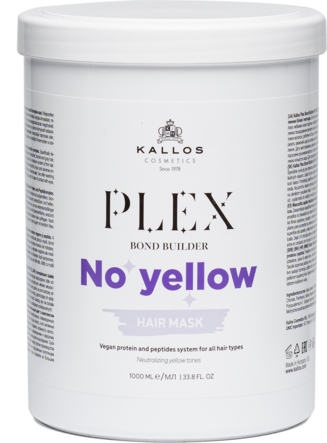  Kallos Plex No Yellow Hair Mask 1000 ml 