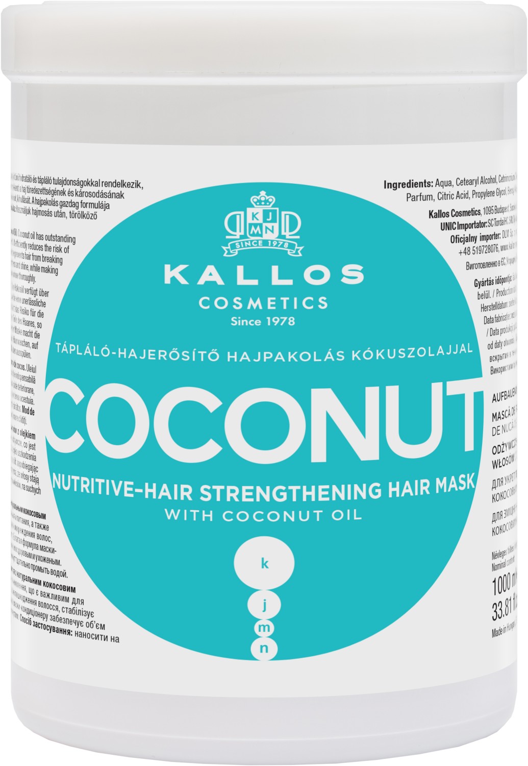  Kallos KJMN Coconut Nutritive Strenghtening Hair Mask 1000 ml 