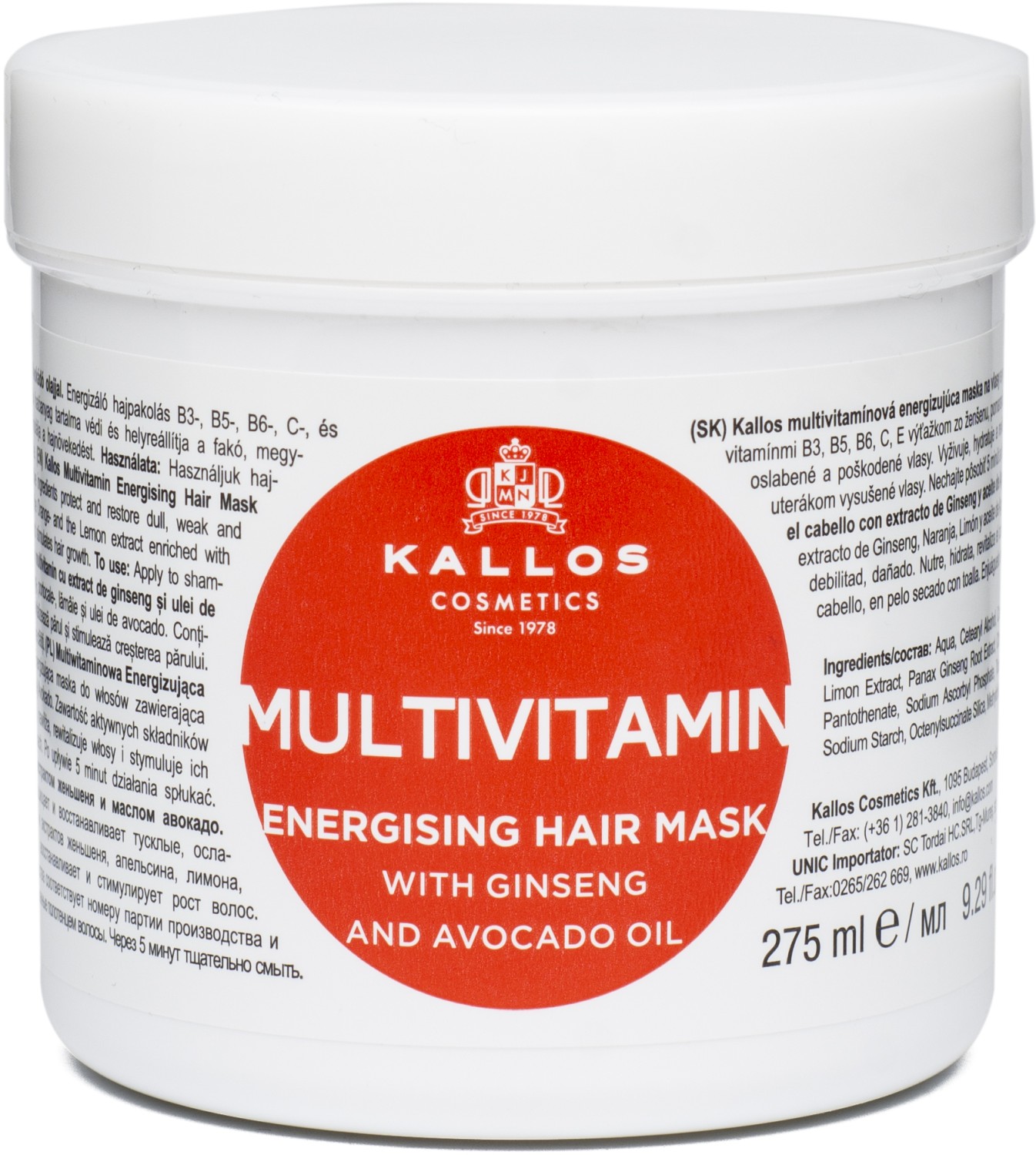  Kallos KJMN Multivitamin Energising Hair Mask 275 ml 