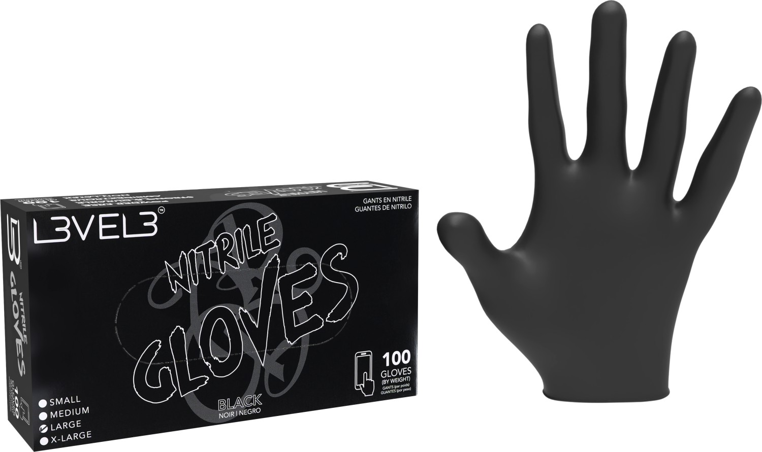  L3VEL3 Nitrilhandschuhe Large Black 
