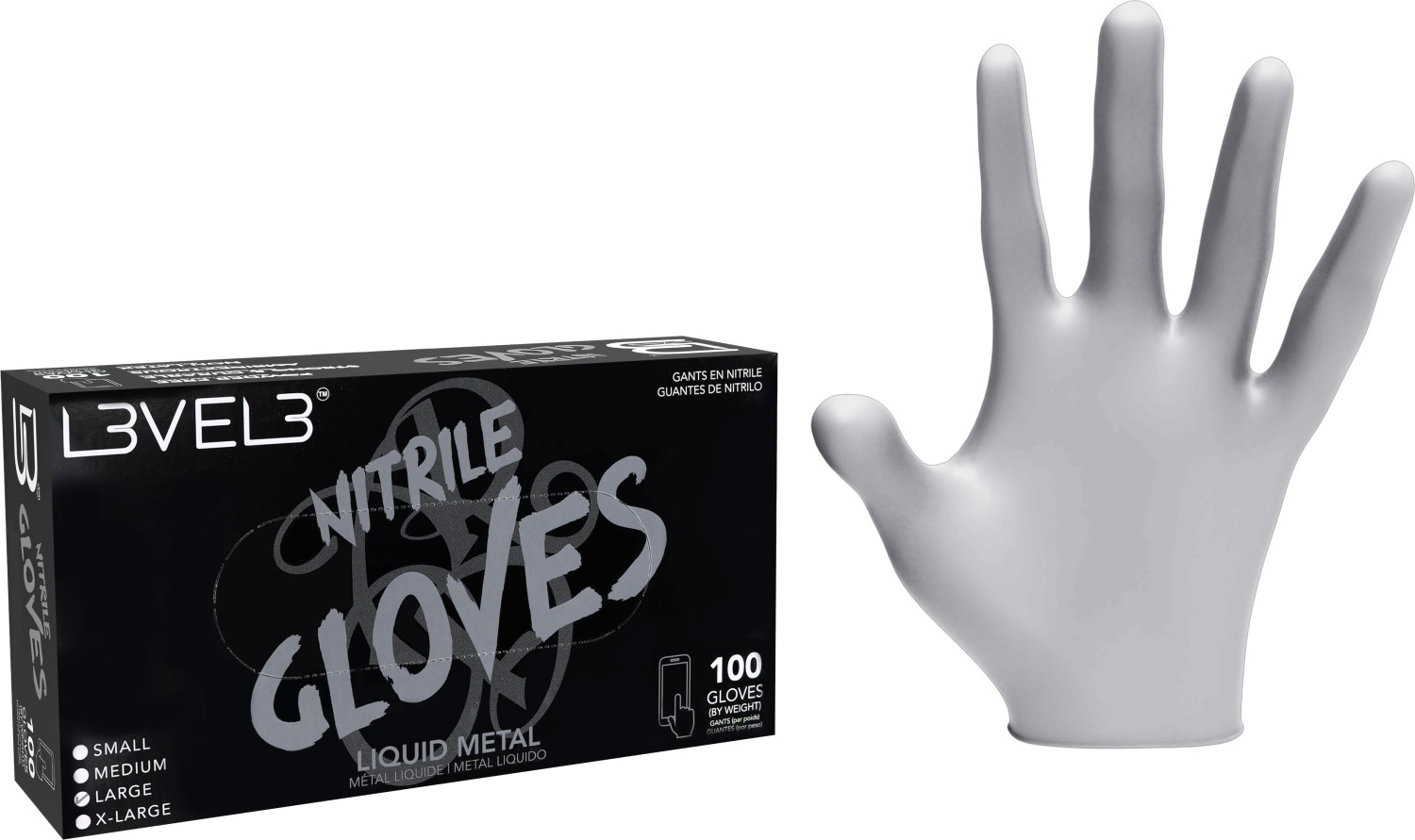  L3VEL3 Nitrilhandschuhe Large Liquid Metal 